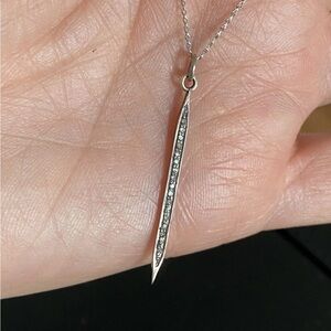 Sterling Silver Genuine Diamond Modern Boho Spike Necklace